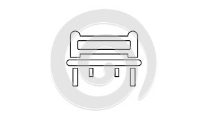 Black line Romantic bench icon isolated on white background. 4K Video motion graphic animation
