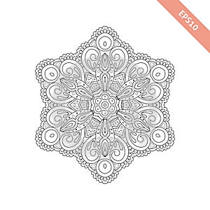 Black line round ornament. Mandala isolated on white background. Background, cover.