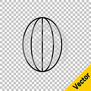 Black line Rugby ball icon isolated on transparent background. Vector Illustration