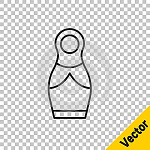 Black line Russian doll matryoshka icon isolated on transparent background. Vector