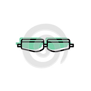 Black line Safety goggle glasses icon isolated on white background. Vector