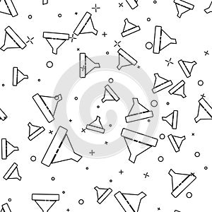 Black line Sales funnel with arrows for marketing and startup business icon isolated seamless pattern on white