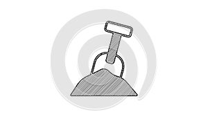 Black line Sandbox with sand and shovel icon isolated on white background. 4K Video motion graphic animation