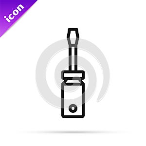 Black line Screwdriver icon isolated on white background. Service tool symbol. Vector