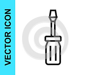 Black line Screwdriver icon isolated on white background. Service tool symbol. Vector