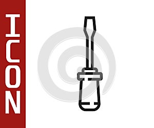 Black line Screwdriver icon isolated on white background. Service tool symbol. Vector. Illustration