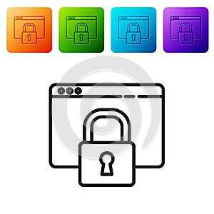 Black line Secure your site with HTTPS, SSL icon isolated on white background. Internet communication protocol. Set