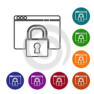 Black line Secure your site with HTTPS, SSL icon isolated on white background. Internet communication protocol. Set