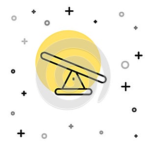 Black line Seesaw icon isolated on white background. Teeter equal board. Playground symbol. Random dynamic shapes