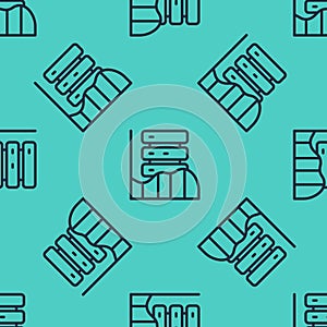 Black line Server, Data, Web Hosting icon isolated seamless pattern on green background. Vector