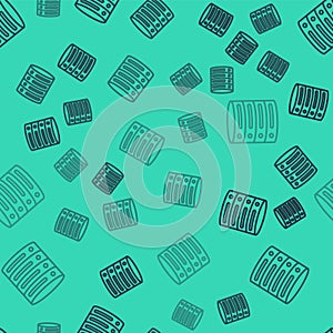 Black line Server, Data, Web Hosting icon isolated seamless pattern on green background. Vector