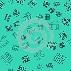 Black line Server, Data, Web Hosting icon isolated seamless pattern on green background. Vector