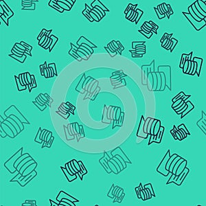 Black line Server, Data, Web Hosting icon isolated seamless pattern on green background. Vector