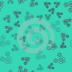 Black line Server, Data, Web Hosting icon isolated seamless pattern on green background. Vector