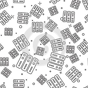 Black line Server, Data, Web Hosting icon isolated seamless pattern on white background. Vector