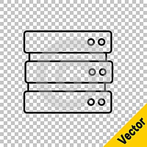 Black line Server, Data, Web Hosting icon isolated on transparent background. Vector