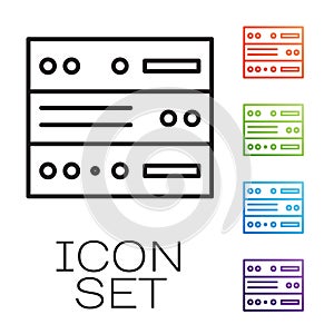 Black line Server, Data, Web Hosting icon isolated on white background. Set icons colorful. Vector