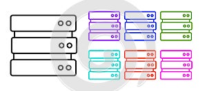 Black line Server, Data, Web Hosting icon isolated on white background. Set icons colorful. Vector