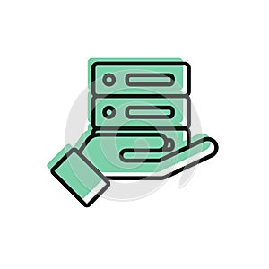 Black line Server, Data, Web Hosting icon isolated on white background. Vector Illustration