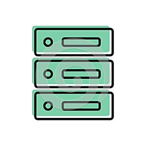 Black line Server, Data, Web Hosting icon isolated on white background. Vector Illustration.