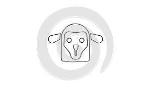 Black line Sheep head icon isolated on white background. Animal symbol. 4K Video motion graphic animation