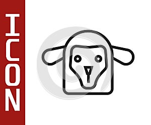 Black line Sheep head icon isolated on white background. Animal symbol. Vector