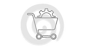 Black line Shopping cart icon isolated on white background. Online buying concept. Delivery service. Supermarket basket