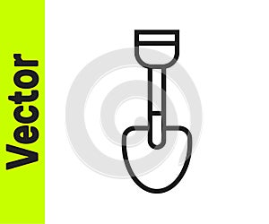 Black line Shovel toy icon isolated on white background. Vector