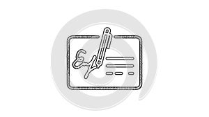 Black line Signed document line icon isolated on white background. Pen signing a contract with signature. Edit document