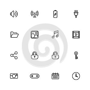 Black line simple web icon set