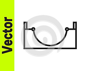 Black line Skate park icon isolated on white background. Set of ramp, roller, stairs for a skatepark. Extreme sport