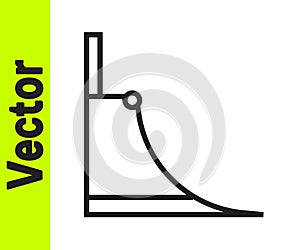 Black line Skate park icon isolated on white background. Set of ramp, roller, stairs for a skatepark. Extreme sport