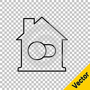 Black line Smart home icon isolated on transparent background. Remote control. Vector