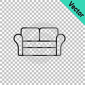Black line Sofa icon isolated on transparent background. Vector