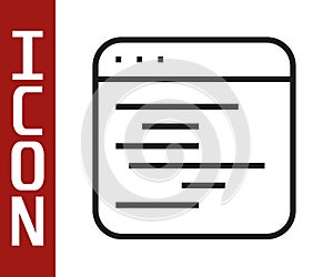 Black line Software, web developer programming code icon isolated on white background. Javascript computer script random