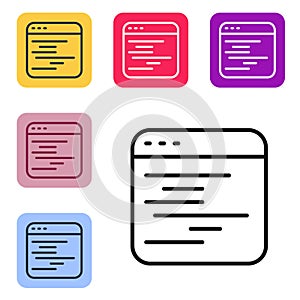 Black line Software, web developer programming code icon isolated on white background. Javascript computer script random