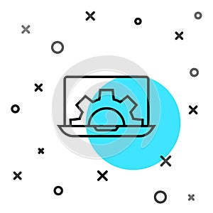 Black line Software, web development, programming concept icon isolated on white background. Programming language and program code