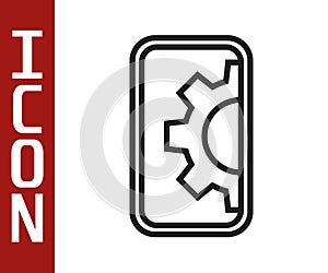 Black line Software, web development, programming concept icon isolated on white background. Programming language and