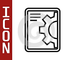 Black line Software, web development, programming concept icon isolated on white background. Programming language and