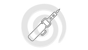 Black line Soldering iron icon isolated on white background. 4K Video motion graphic animation