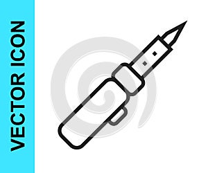 Black line Soldering iron icon isolated on white background. Vector