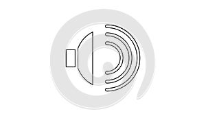 Black line Speaker volume, audio voice sound symbol, media music icon isolated on white background. 4K Video motion