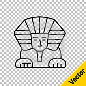 Black line Sphinx - mythical creature of ancient Egypt icon isolated on transparent background. Vector
