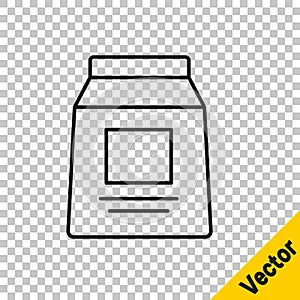 Black line Sports nutrition bodybuilding proteine power drink and food icon isolated on transparent background. Vector