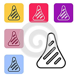 Black line Steak meat icon isolated on white background. Set icons in color square buttons. Vector