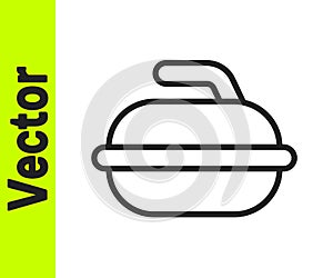 Black line Stone for curling sport game icon isolated on white background. Sport equipment. Vector Illustration