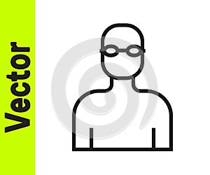 Black line Swimmer athlete icon isolated on white background. Vector