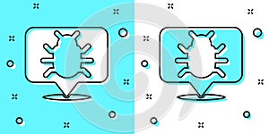 Black line System bug concept icon isolated on green and white background. Code bug concept. Bug in the system. Bug