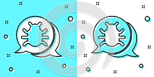 Black line System bug concept icon isolated on green and white background. Code bug concept. Bug in the system. Bug searching.