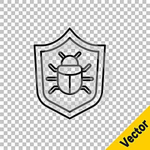 Black line System bug concept icon isolated on transparent background. Code bug concept. Bug in the system. Bug